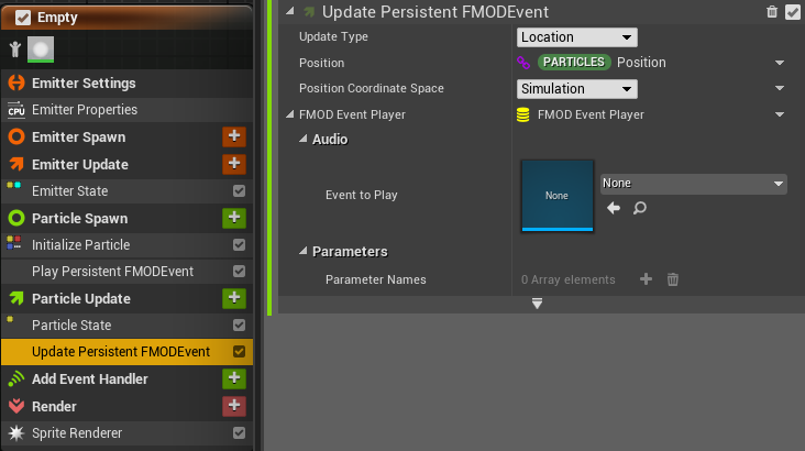 UE4 UpdatePersistentFMODEvent