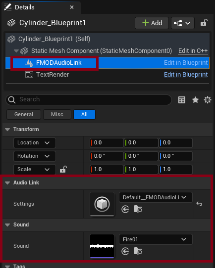 FMOD AudioLink Component